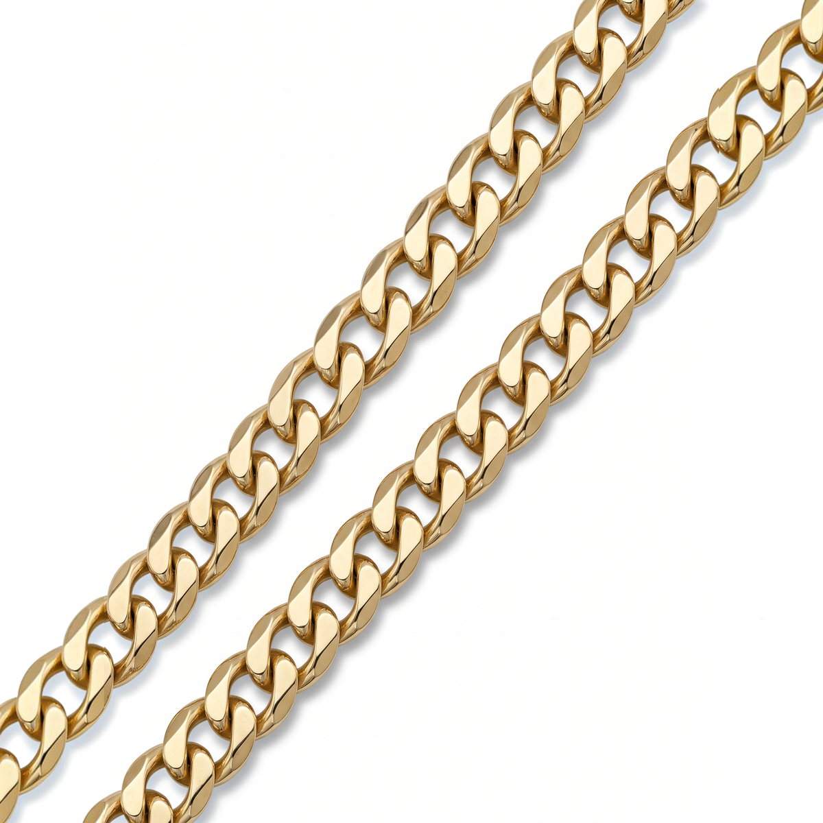 Cadena barbada de 7mm en oro laminado 18k de El Rey Joyero con eslabones clásicos y acabado brillante.