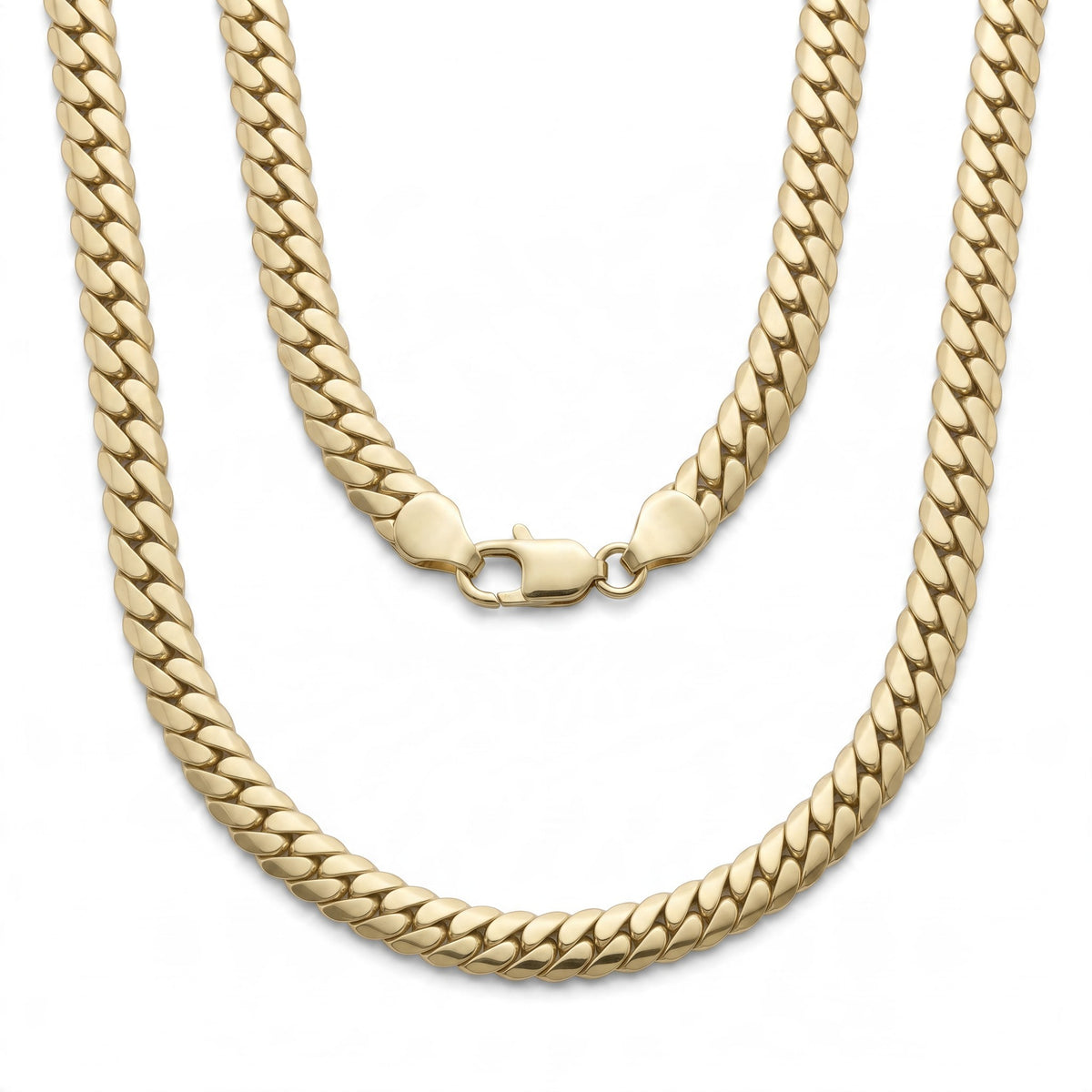 Cadena tipo Cartier de El Rey Joyero en oro laminado de 18k con eslabones cubanos y cierre de mosquetón resistente.
