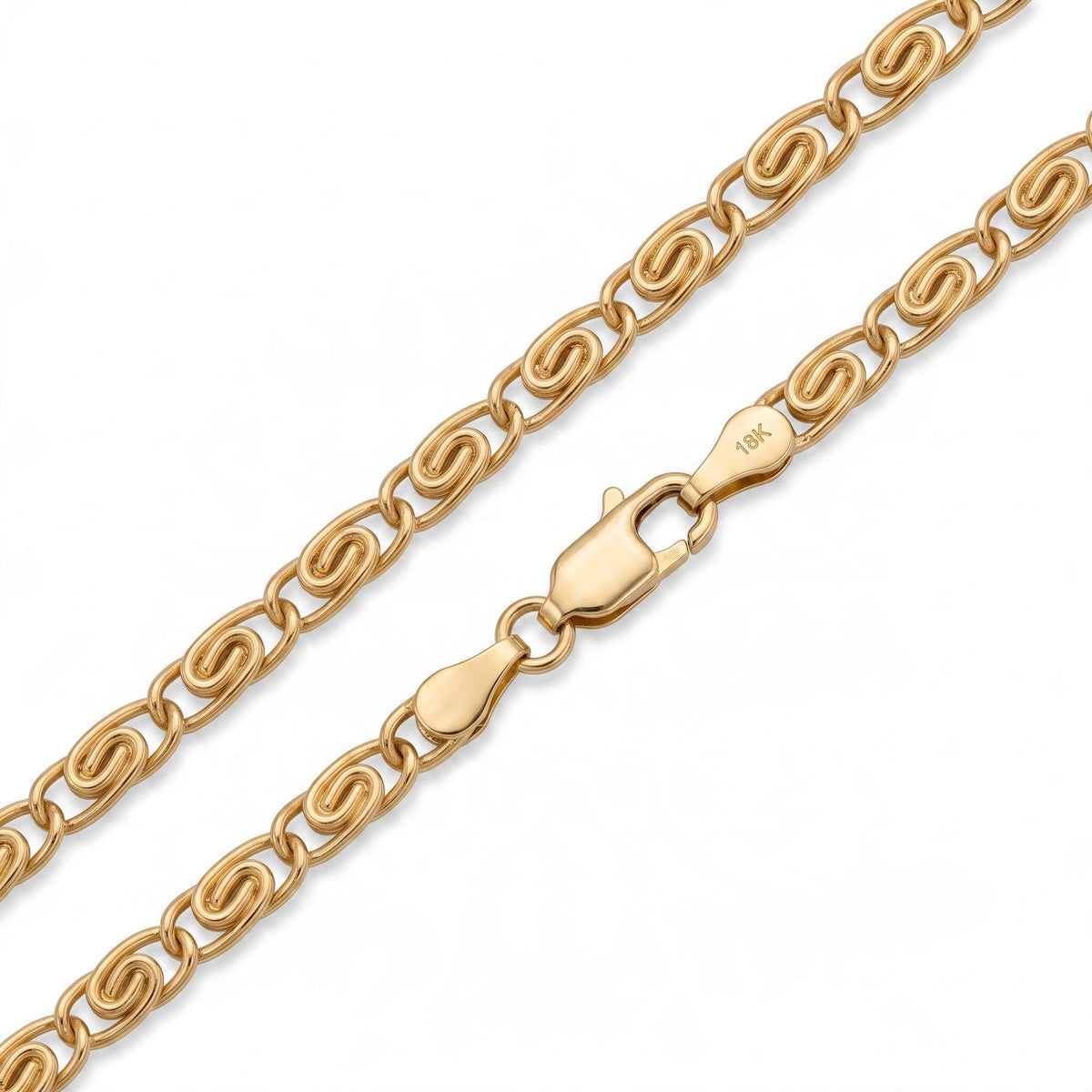 Cadena El Rey Joyero para caballero con eslabones en espiral entrelazados y acabado en tono dorado brillante