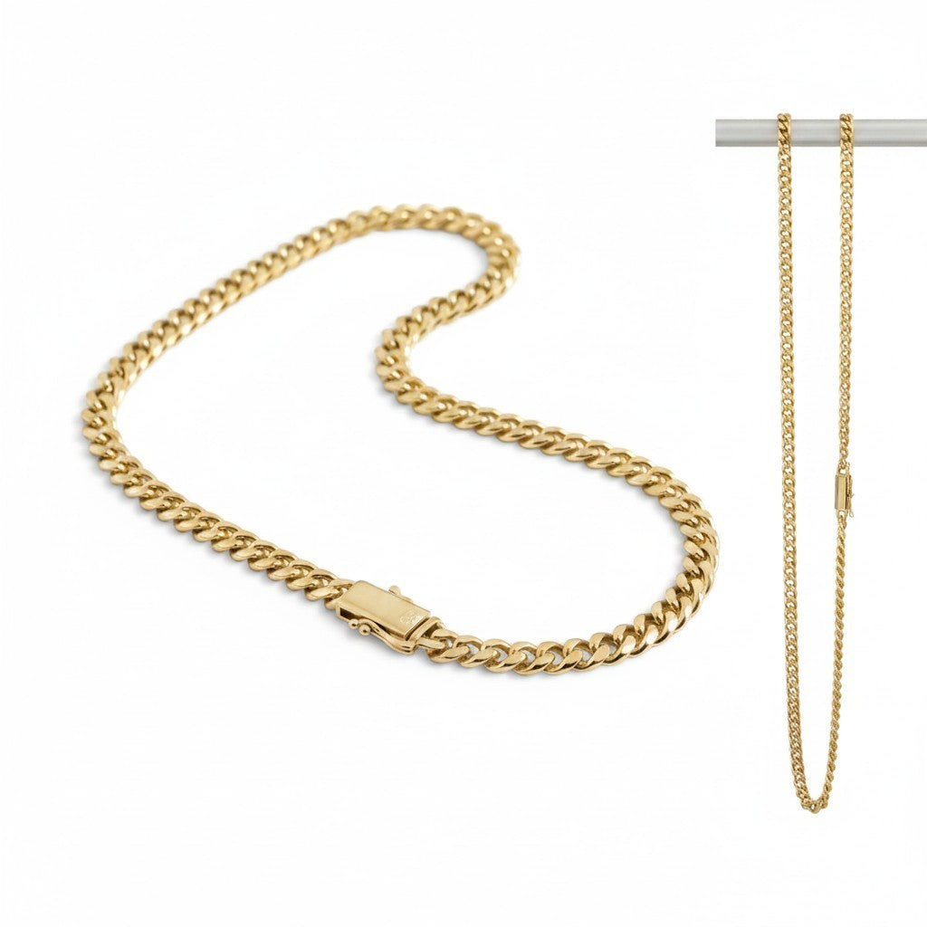 Cadena Mónaco delgada de El Rey Joyero en oro laminado 18k con eslabones clásicos y broche de caja seguro.