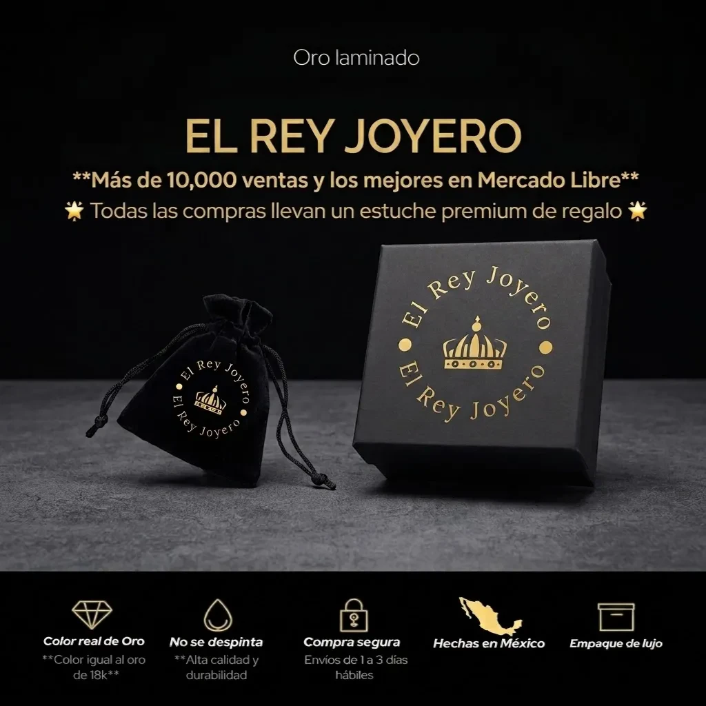 Estuche y bolsa de terciopelo de El Rey Joyero para cadena de oro laminado 18k con presentación premium de lujo