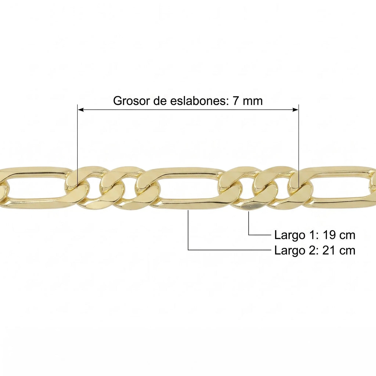 Pulsera Cartier de El Rey Joyero en oro laminado 18k con eslabones de 7 mm de grosor y medidas de 19 y 21 cm