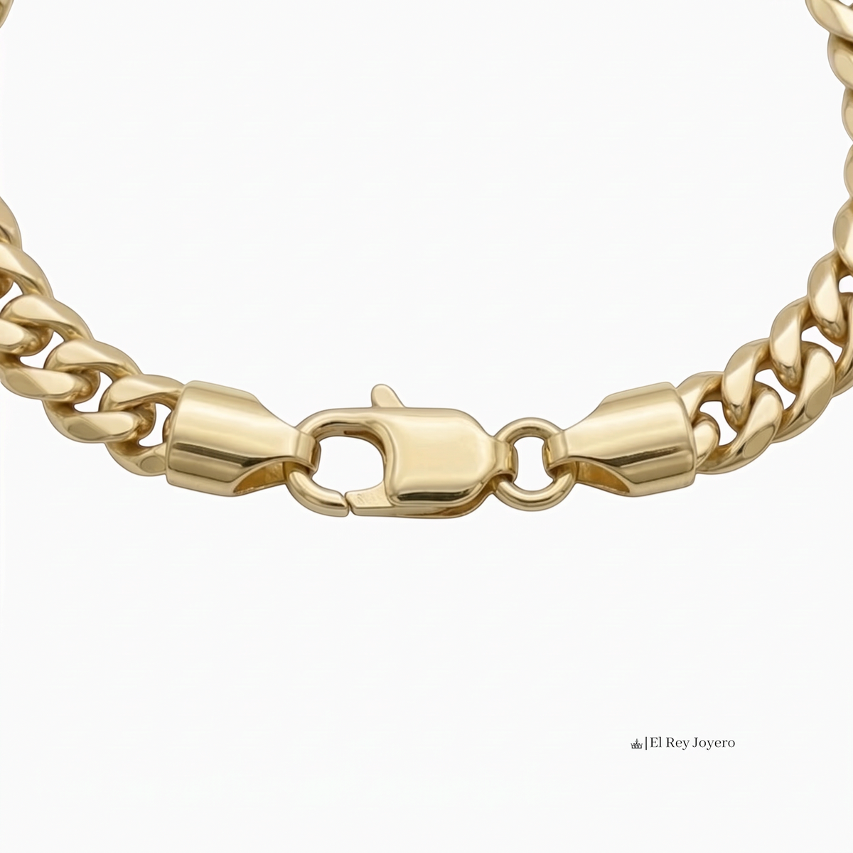 Pulsera Mónaco de El Rey Joyero en oro laminado 18k con eslabones de 5mm y broche de perico seguro.