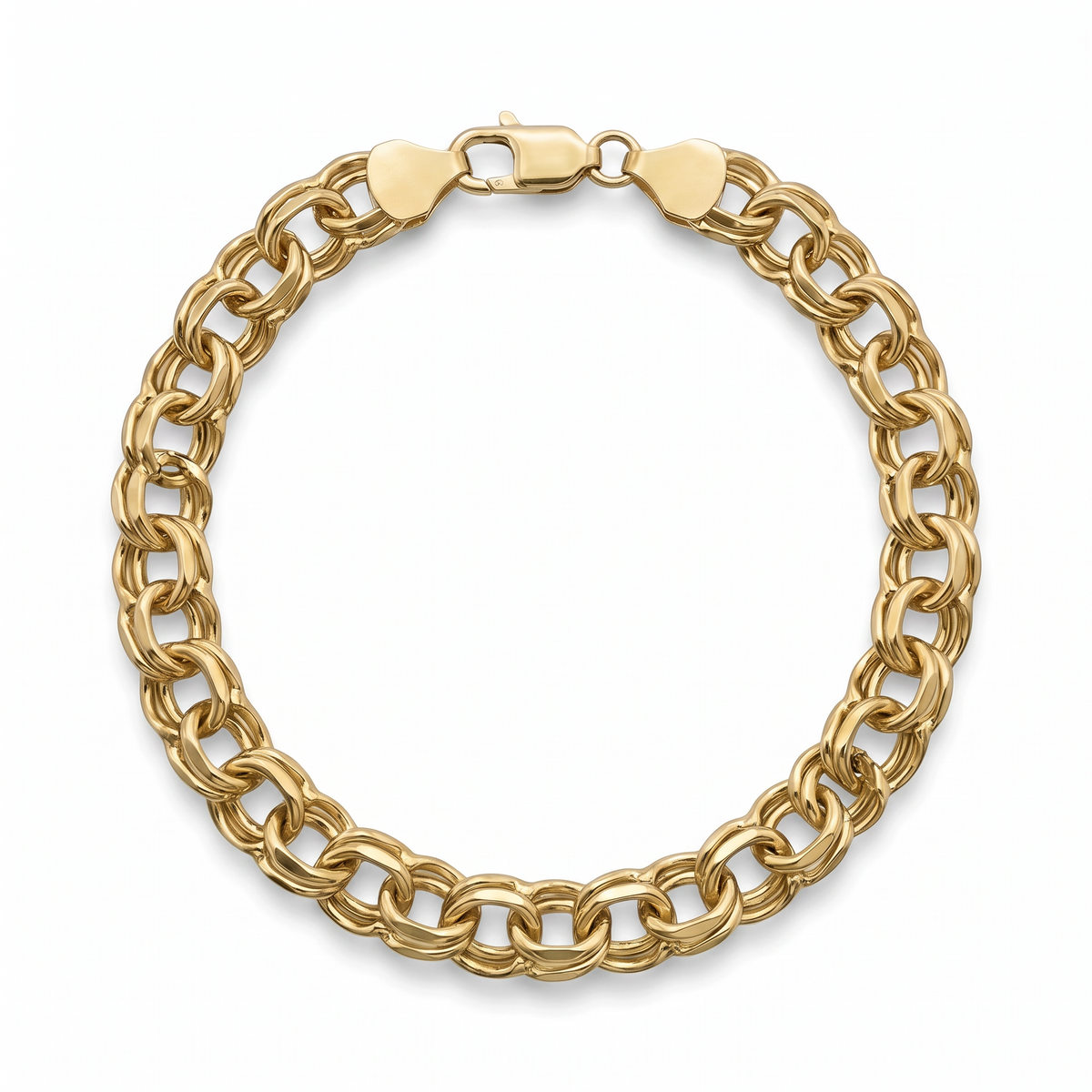 Pulsera El Rey Joyero de eslabones estilo chino en oro laminado 18k de 8mm con broche de perico