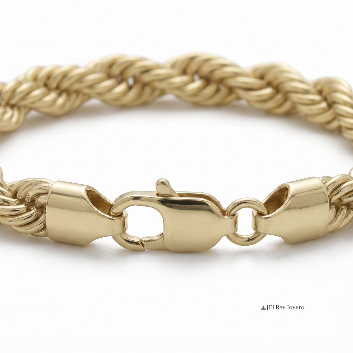 Pulso torzal grueso de 8mm en oro laminado 18k con broche de perico, de la marca El Rey Joyero.