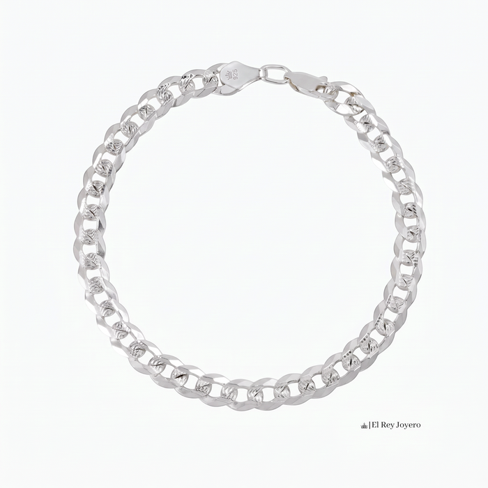 Pulsera barbada de 6mm en plata .925 sólida de El Rey Joyero con acabado brillante y eslabones clásicos