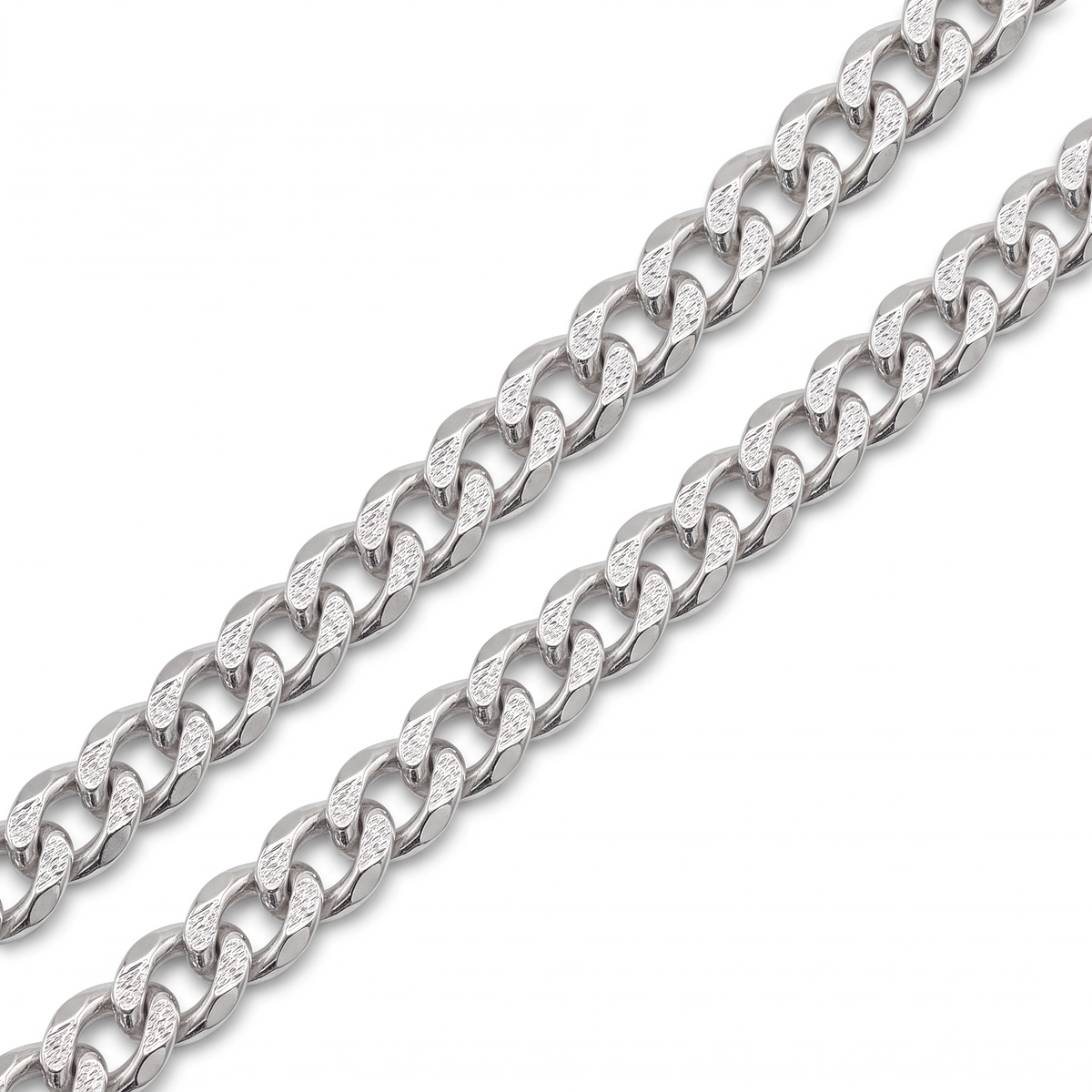 Cadena barbada El Rey Joyero de 8mm fabricada en plata .925 italiana con eslabones sólidos y acabado brillante