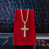 Set Trinidad de El Rey Joyero con cadena de cuerda y dije de cruz con baño de oro 18k y detalles brillantes
