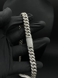 Cadena Cubana Lux de El Rey Joyero en oro laminado blanco 18k con circonitas 5A y broche de caja de alta seguridad
