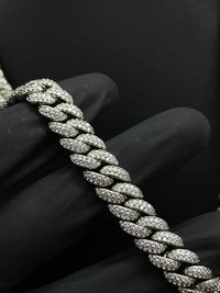 Cadena Cubana Lux de El Rey Joyero en oro laminado blanco 18k con circonitas 5A y eslabones de 10 mm