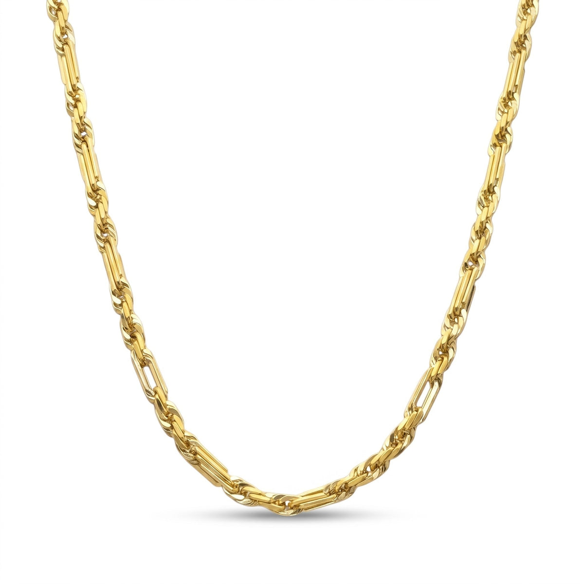 Cadena Fígaro Premium de El Rey Joyero en oro laminado 18k con eslabones brillantes de 5 mm de ancho.