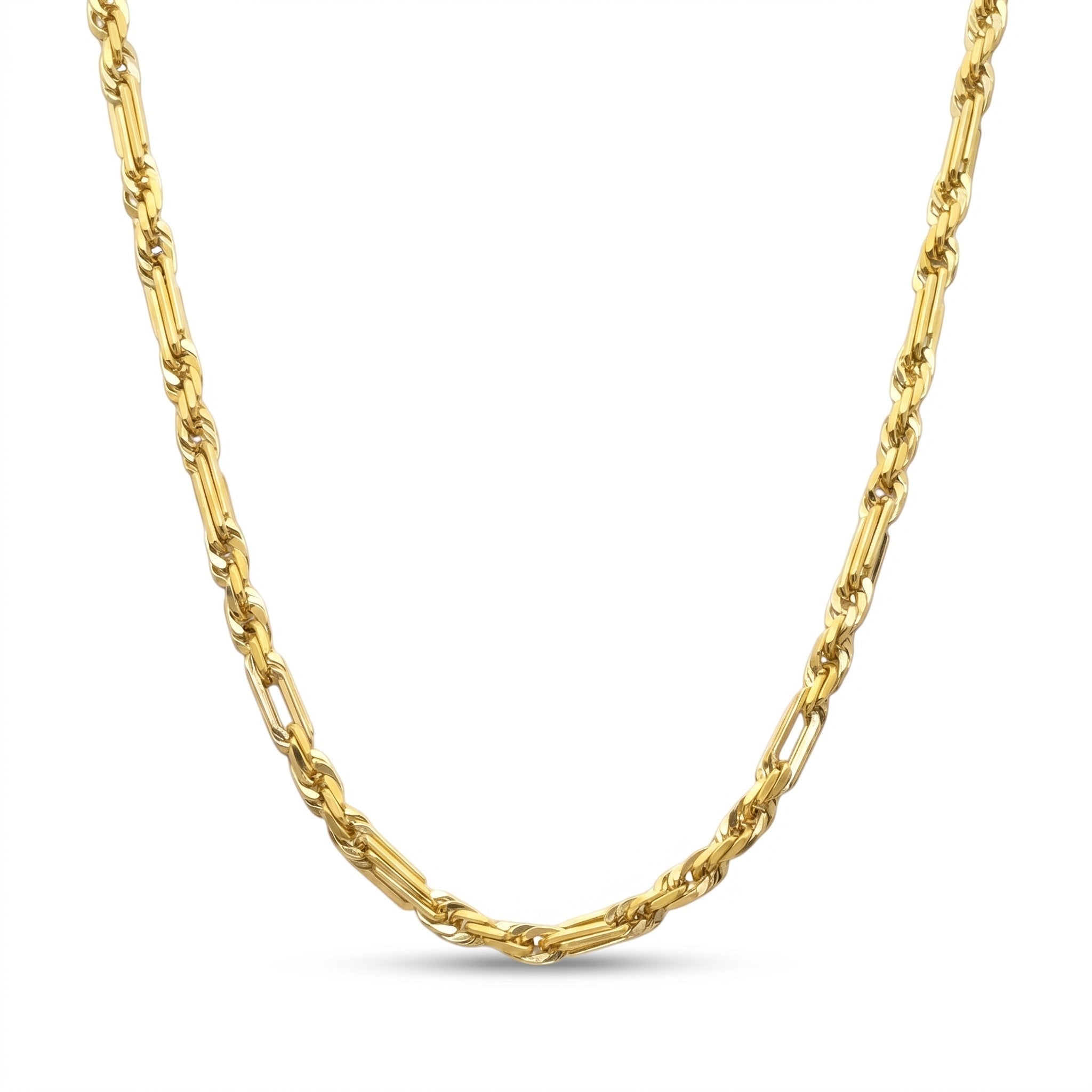 Cadena Fígaro Premium de El Rey Joyero en oro laminado 18k con eslabones brillantes y diseño clásico.