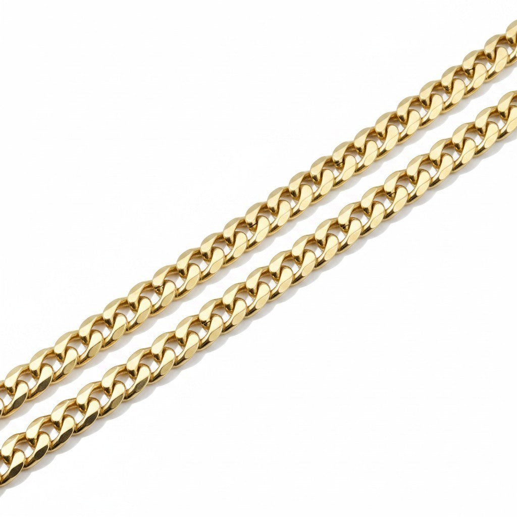 Cadena Mónaco delgada de El Rey Joyero en oro laminado 18k con eslabones clásicos de 5mm de ancho.