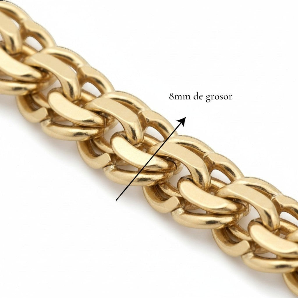 Cadena tejido chino El Rey Joyero de oro laminado 18k con 8mm de grosor y acabado brillante de alta calidad