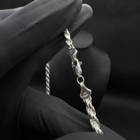 Cadena torzal de 4mm en plata italiana .925 de El Rey Joyero con cierre de mosquetón y sello de autenticidad