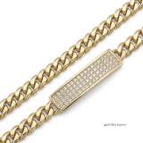 Esclava El Rey Joyero tipo barbada en oro laminado 18k con placa central diamantada y eslabones resistentes