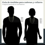 Guía de medidas de El Rey Joyero para cadenas y collares con longitudes de 45cm a 60cm sobre siluetas de hombre y mujer