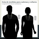 Guía de medidas de El Rey Joyero para cadenas y collares con longitudes de 45cm a 60cm sobre siluetas
