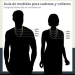 Guía de medidas de El Rey Joyero para cadenas y collares con longitudes de 45cm a 60cm sobre siluetas