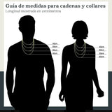 Guía de medidas de El Rey Joyero para cadenas y collares con longitudes de 45cm a 60cm sobre siluetas