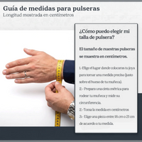 Guía de medidas para pulseras El Rey Joyero con cinta métrica amarilla alrededor de una muñeca masculina