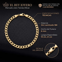 Pulsera barbada de oro laminado 18k de El Rey Joyero con broche de seguridad y acabado brillante de alta calidad