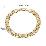 Pulsera tipo bizantino de El Rey Joyero en oro laminado de 21 cm de largo y 10 mm de grosor con eslabones detallados