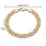 Pulsera tipo bizantino de El Rey Joyero en oro laminado de 21 cm de largo y 10 mm de grosor con eslabones detallados