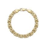 Pulsera tipo bizantino de El Rey Joyero en oro laminado con eslabones texturizados y cierre de mosquetón