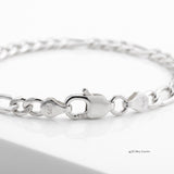 Pulsera Cartier de plata .925 de 4mm con broche de langosta, diseño italiano sólido de El Rey Joyero