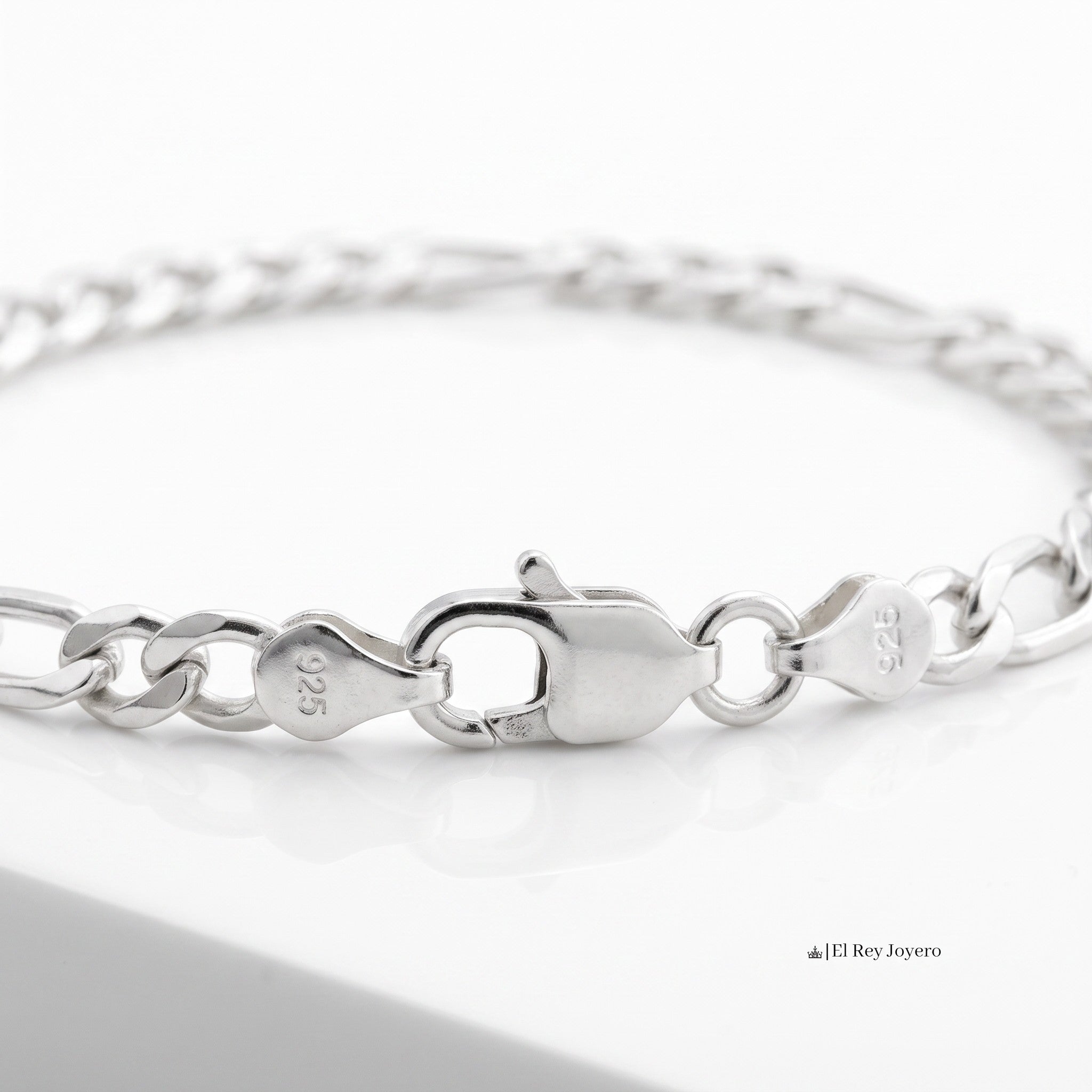 Pulsera Cartier de plata .925 de 4mm con broche de langosta, diseño italiano sólido de El Rey Joyero