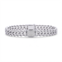 Pulsera tipo esclava cubana de El Rey Joyero en oro laminado 18k con incrustaciones de piedras brillantes