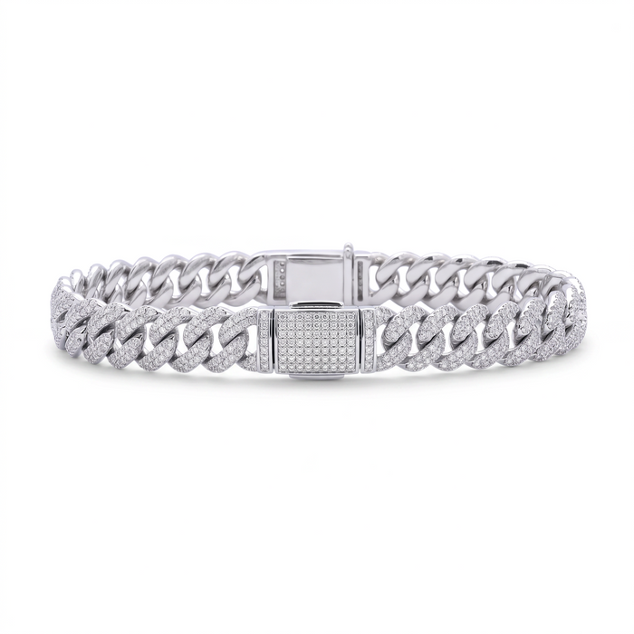 Pulsera tipo esclava cubana de El Rey Joyero en oro laminado 18k con incrustaciones de piedras brillantes