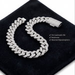 Pulsera Miami Cubano El Rey Joyero de oro laminado blanco 18k con zirconias 5A y broche de caja premium