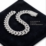 Pulsera Miami Cubano El Rey Joyero de oro laminado blanco 18k con zirconias 5A y broche de caja premium