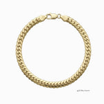 Pulsera estilo cubano de El Rey Joyero en oro laminado 18k con eslabones curb de 6mm y broche de perico.