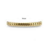 Pulsera estilo cubano de 6mm en oro laminado 18k de El Rey Joyero con eslabones brillantes y diseño clásico.