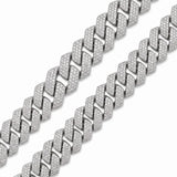 Pulsera Miami Cubana El Rey Joyero de oro laminado blanco 18k con zirconias 5A brillantes de 10mm de ancho.
