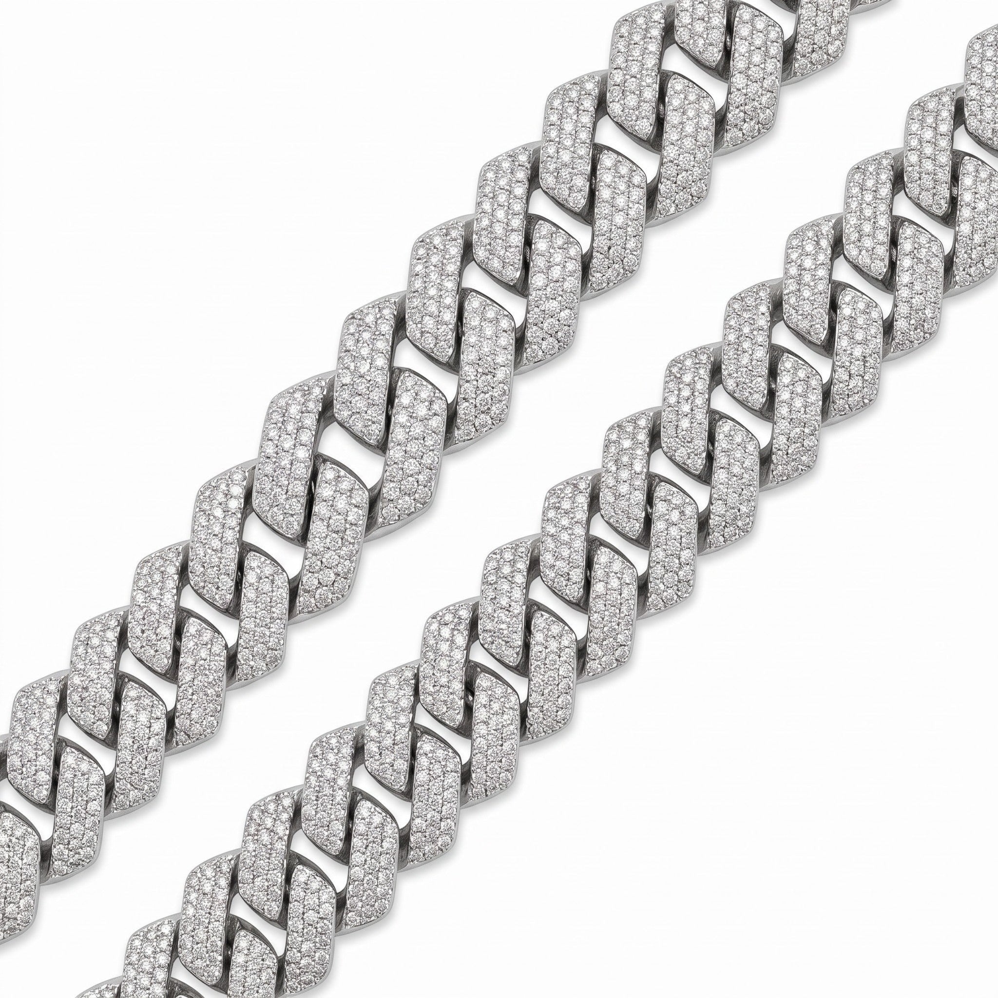 Pulsera Miami Cubana El Rey Joyero de oro laminado blanco 18k con zirconias 5A brillantes de 10mm de ancho.