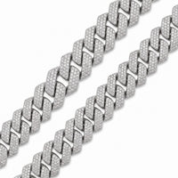 Pulsera Miami Cubana El Rey Joyero de oro laminado blanco 18k con zirconias 5A brillantes de 10mm de ancho.