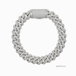 Pulsera Miami Cubana de El Rey Joyero en oro laminado blanco 18k con zirconias 5A y broche de caja premium.