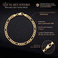 Pulsera tipo Cartier 3x1 de El Rey Joyero en oro laminado 18k de 7mm con broche de perico