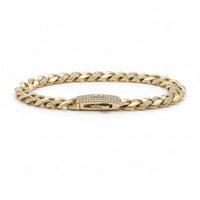 Pulsera El Rey Joyero Mónaco bitono en oro laminado 18k con eslabones cubanos e incrustaciones de circonitas 5A