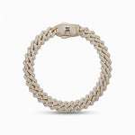 Pulsera tipo cadena Mónaco de El Rey Joyero en oro con acabado diamantado y eslabones cubiertos de brillantes