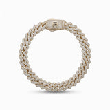 Pulsera tipo cadena Mónaco de El Rey Joyero en oro con acabado diamantado y eslabones cubiertos de brillantes