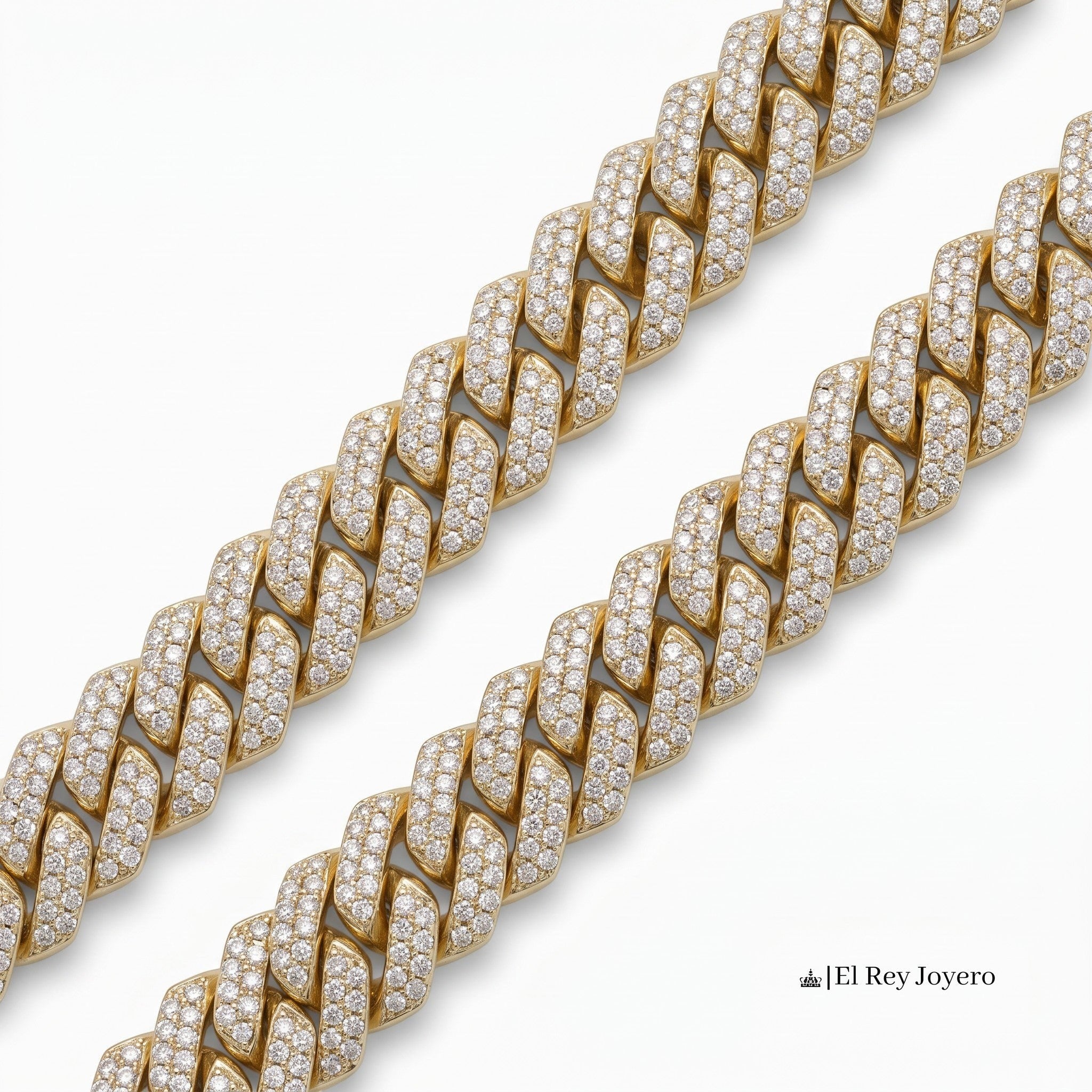 Pulsera Mónaco de El Rey Joyero en oro con eslabones cubanos y acabado diamantado brillante