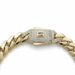 Pulsera Monaco El Rey Joyero de oro laminado 18k con eslabones gruesos y broche de caja con circonitas brillantes.