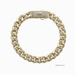 Pulsera El Rey Joyero Mónaco bitono en oro laminado 18k con eslabones cubanos e incrustaciones de circonitas 5A.