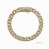 Pulsera El Rey Joyero Mónaco bitono en oro laminado 18k con eslabones cubanos e incrustaciones de circonitas 5A.