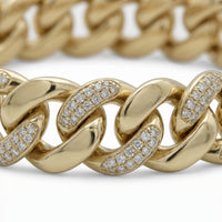 Pulsera El Rey Joyero tipo eslabón cubano en oro laminado 18k con incrustaciones de circonitas brillantes